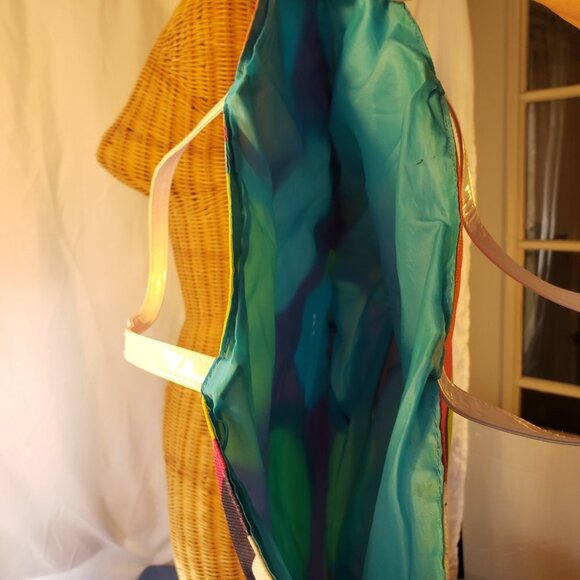 Estee Lauder Pink Circles Canvas Beach Tote Bag with White Handles - Picture 4 of 5